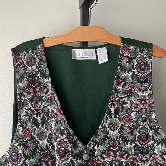 90s Vintage Fairset Button Down Floral Vest Pink Green Plus Size 1X - Picture 2 of 6